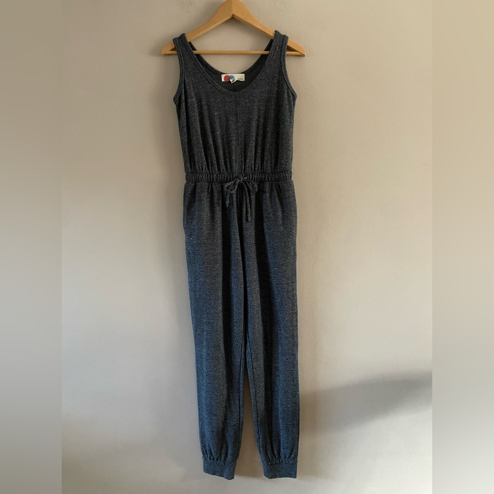 Free People Beach Bicoastal Gray Sleeveless Jumpsuit Jogger Drawstring Size XS